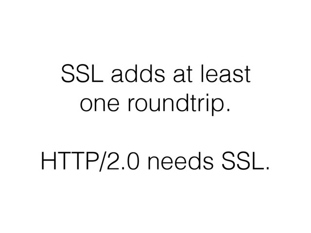 SSL adds at least  
one roundtrip. 
 
HTTP/2.0 needs SSL.
