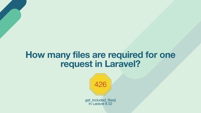 How many files are required for one
request in Laravel?
426
get_included_files()

In Laravel 8.52
