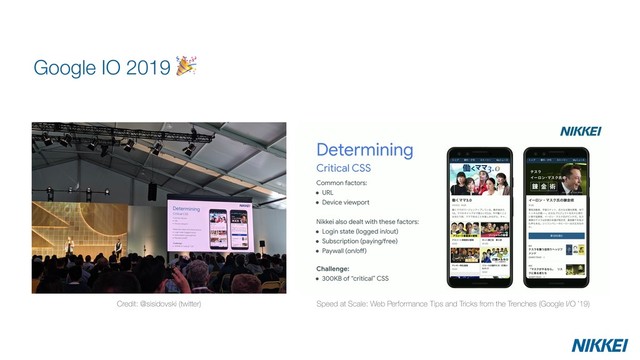 Google IO 2019 
Credit: @sisidovski (twitter) Speed at Scale: Web Performance Tips and Tricks from the Trenches (Google I/O ’19)
