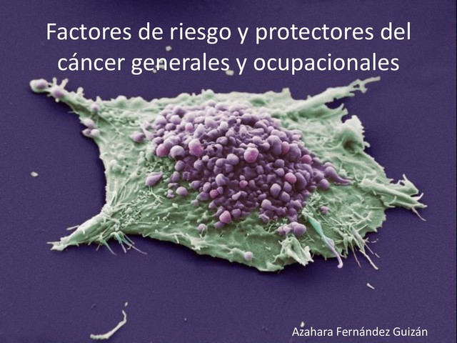 Factores de riesgo y protectores del
cáncer generales y ocupacionales
Azahara Fernández Guizán
