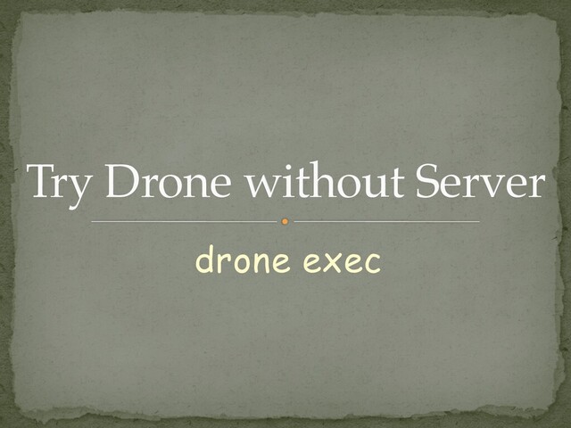 drone exec
Try Drone without Server
