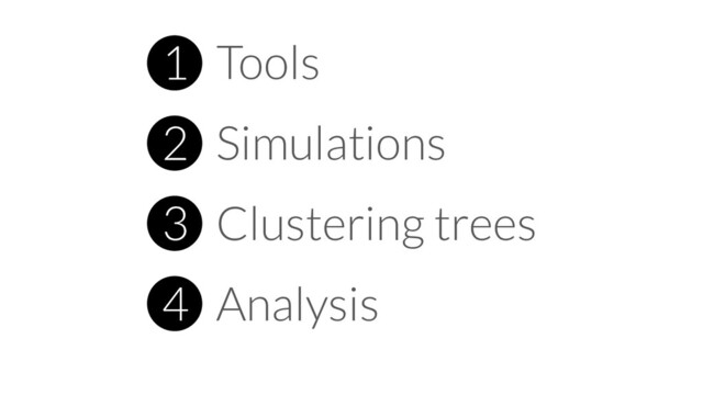 1 Tools
2 Simulations
3 Clustering trees
4 Analysis
1
2
3
4

