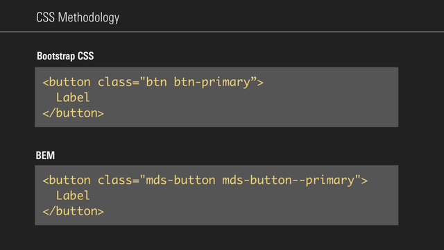 CSS Methodology

Label

Bootstrap CSS
BEM

