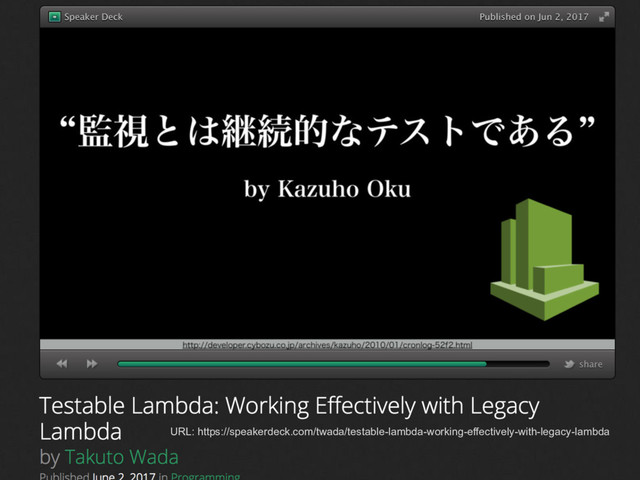 57
PHPカンファレンス福岡2017
URL: https://speakerdeck.com/twada/testable-lambda-working-effectively-with-legacy-lambda
