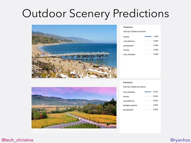 @tech_christine @ryanhos
Outdoor Scenery Predictions
