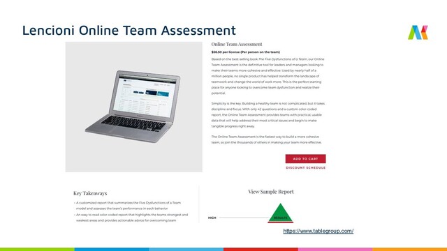 Lencioni Online Team Assessment
https://www.tablegroup.com/
