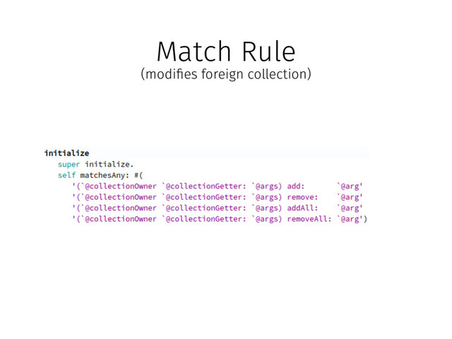 Match Rule
(modi!es foreign collection)
