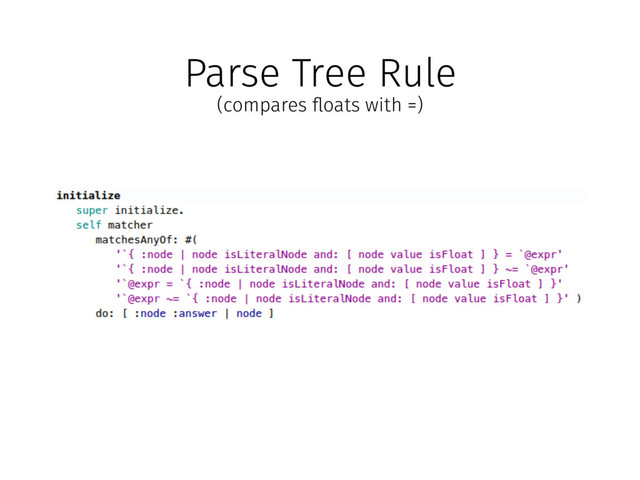 Parse Tree Rule
(compares "oats with =)
