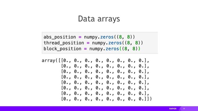 30
Data arrays
