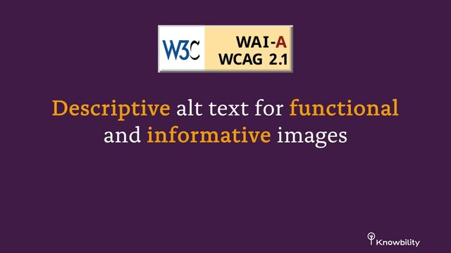 Descriptive alt text for functional
and informative images
