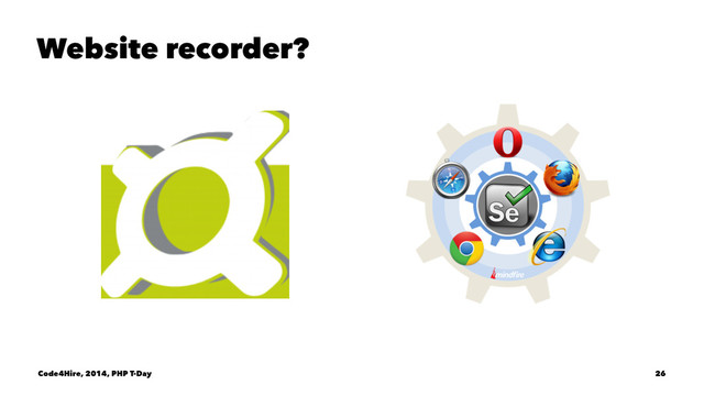 Website recorder?
Code4Hire, 2014, PHP T-Day 26
