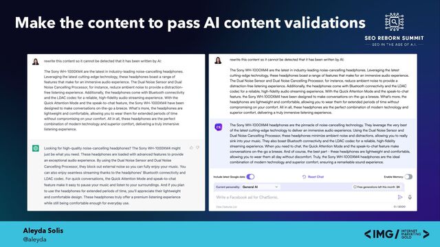 Aleyda Solis
@aleyda
Make the content to pass AI content validations
