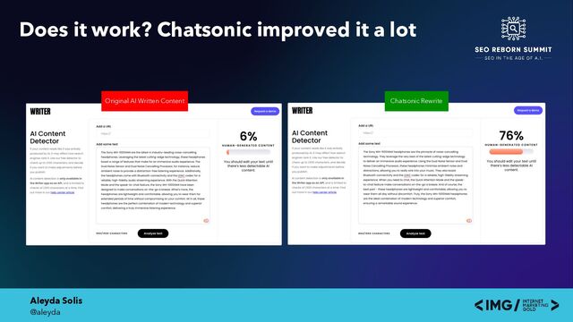 Aleyda Solis
@aleyda
Does it work? Chatsonic improved it a lot
Original AI Written Content Chatsonic Rewrite
