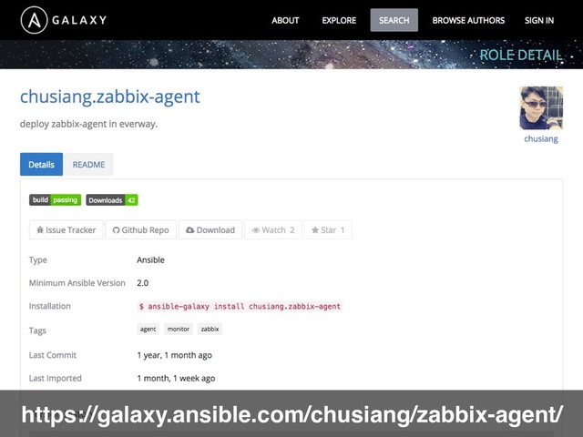 https://galaxy.ansible.com/chusiang/zabbix-agent/
