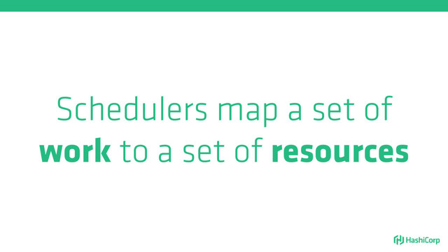 Schedulers map a set of
work to a set of resources
