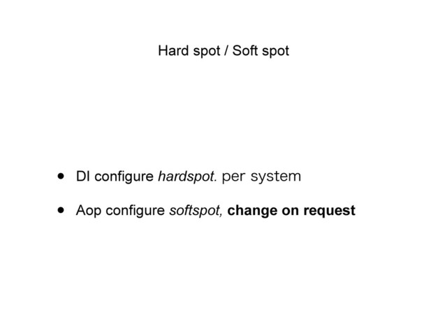 Hard spot / Soft spot
• DI configure hardspot. QFSTZTUFN
• Aop configure softspot, change on request
