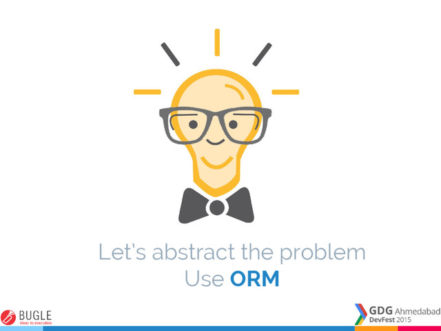 Let’s abstract the problem
Use ORM
