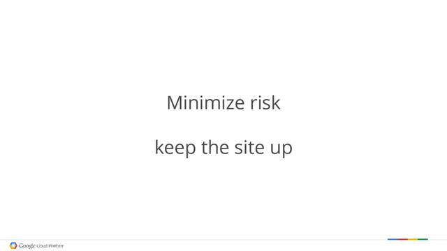 Minimize risk
keep the site up
