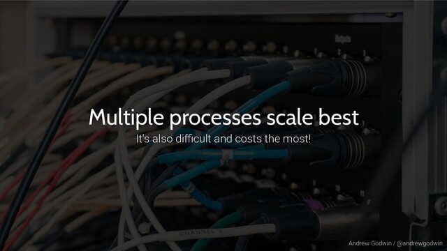 Andrew Godwin / @andrewgodwin
Multiple processes scale best
It's also diﬃcult and costs the most!
