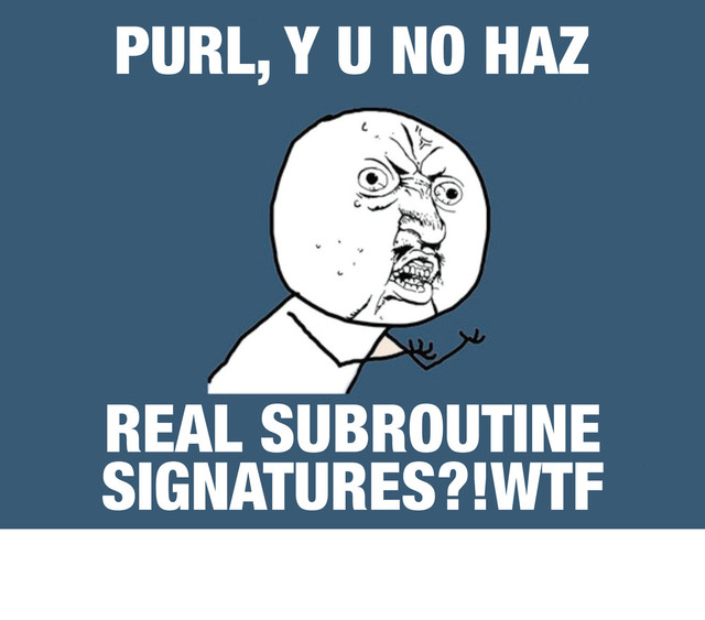 PURL, Y U NO HAZ
REAL SUBROUTINE
SIGNATURES?!WTF
