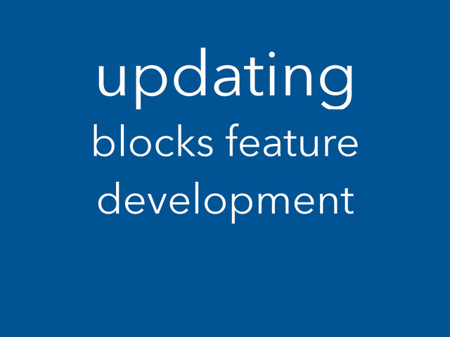 updating
blocks feature
development

