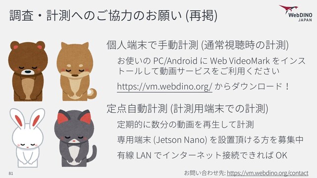 ( )
( )
PC/Android Web VideoMark
https://vm.webdino.org/
( )
(Jetson Nano)
LAN OK
: https://vm.webdino.org/contact
81
