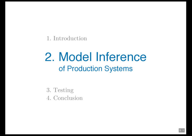 5 . 1
1. Introduction
2. Model Inference
of Production Systems
3. Testing
4. Conclusion
