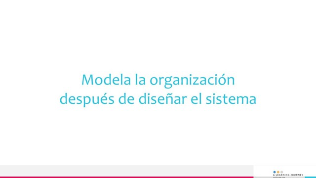 Modela la organización
después de diseñar el sistema
