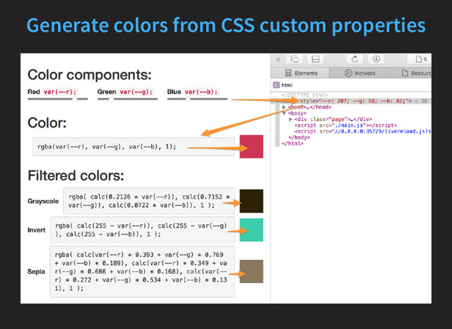 Generate colors from CSS custom properties
