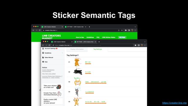 Sticker Semantic Tags
https://creator.line.me
