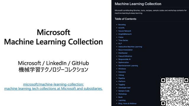 microsoft/machine-learning-collection:
machine learning tech collections at Microsoft and subsidiaries.
