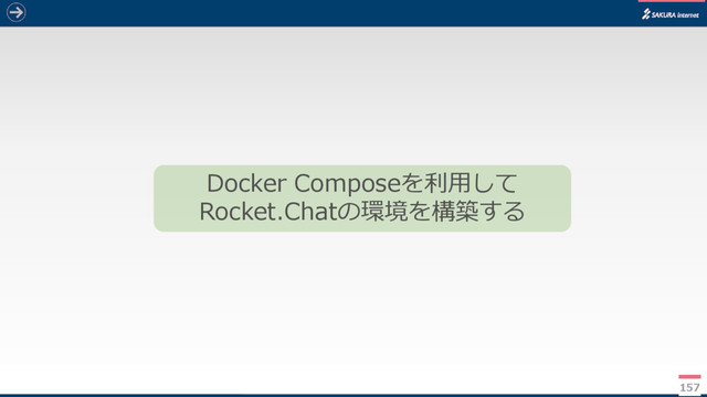 157
Docker Composeを利用して
Rocket.Chatの環境を構築する
