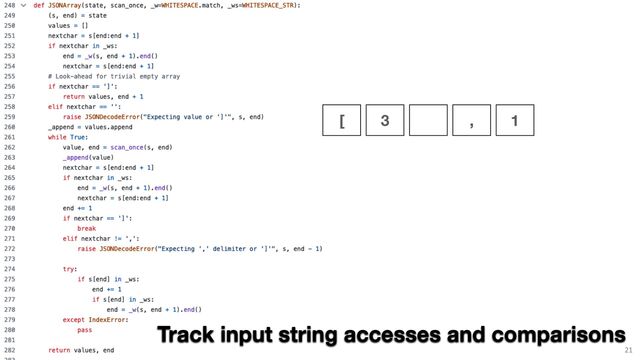 21
Track input string accesses and comparisons
[ 3 , 1
