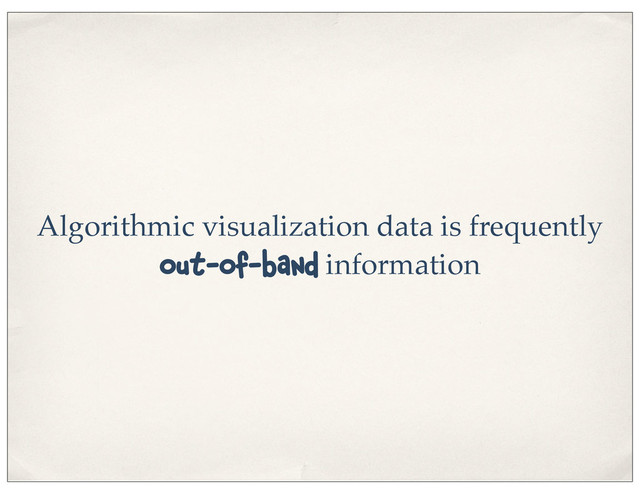 Algorithmic visualization data is frequently
out-of-band information
