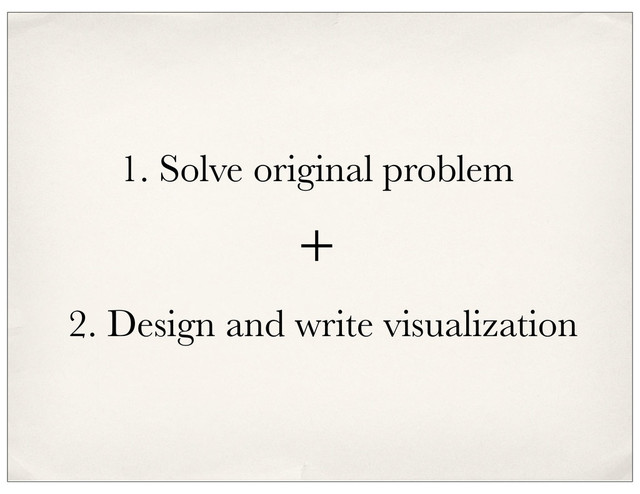 1. Solve original problem
2. Design and write visualization
+
