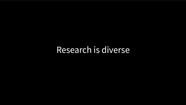 Research is diverse
