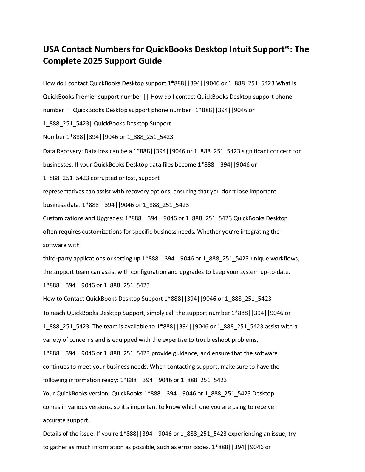 QuickBooks Desktop Support Number: USA Contact Numbers for Intuit: Complete 2025 Guide - Speaker Deck