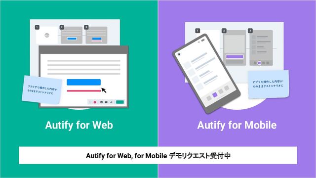 Autify for Web
Autify for Web, for Mobile デモリクエスト受付中
Autify for Mobile
illust

