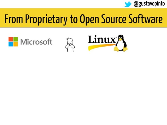 From Proprietary to Open Source Software
@gustavopinto
