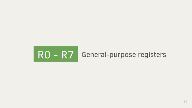 25
General-purpose registers
R0 - R7

