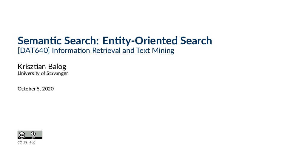 Entity-Oriented Search