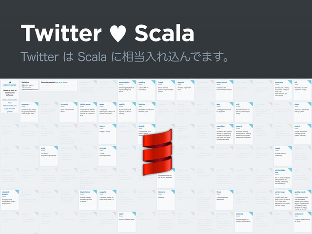 Twitter — Scala
5XJUUFS͸4DBMBʹ૬౰ೖΕࠐΜͰ·͢ɻ
