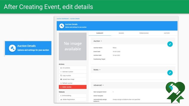 After Creating Event, edit details

