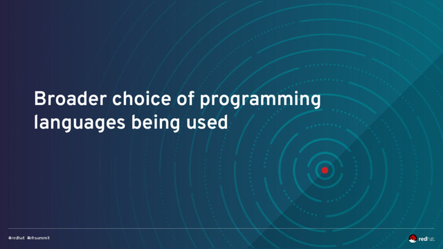 Broader choice of programming
languages being used
