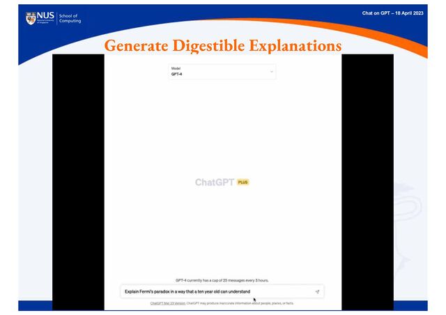 Chat on GPT – 18 April 2023
Generate Digestible Explanations
