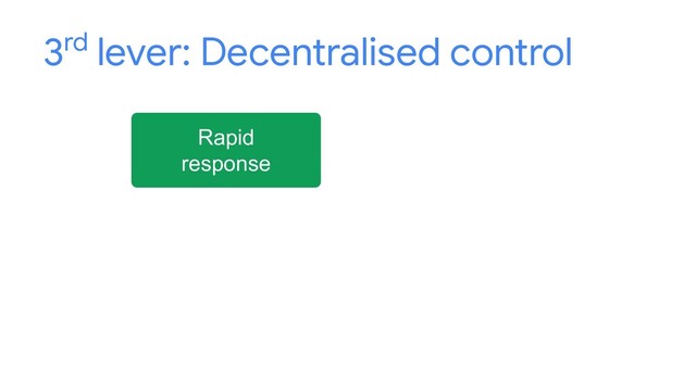 3rd lever: Decentralised control
Rapid
response
