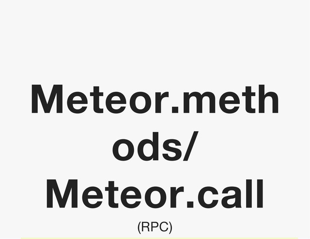 Meteor.meth
ods/
Meteor.call
(RPC)
