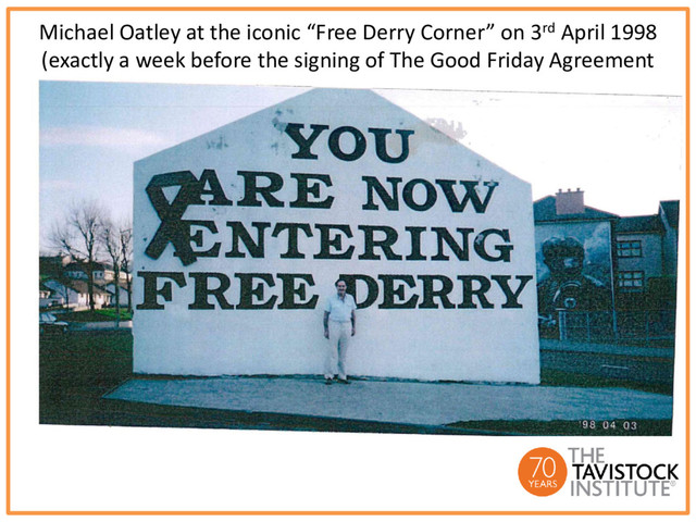 Michael Oatley at the iconic “Free Derry Corner” on 3rd April 1998
(exactly a week before the signing of The Good Friday Agreement

