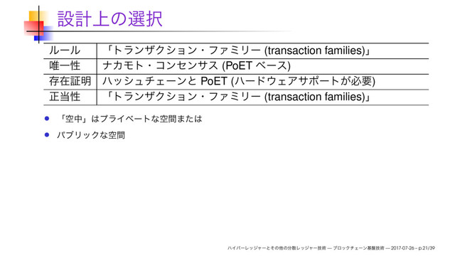 (transaction families)
(PoET )
PoET ( )
(transaction families)
— — 2017-07-26 – p.21/39
