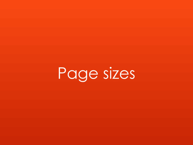 Page sizes
